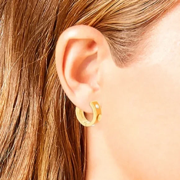 KURT GEIGER LONDON Eagle Enamel Huggie Hoop Earrings - Picture 2 of 9